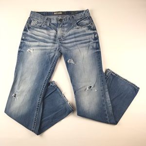 Buckle BKE Carter Mens Blue Jeans 34L Distressed